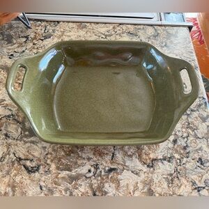 Tastefully Simple Green Baking Dish with Handles